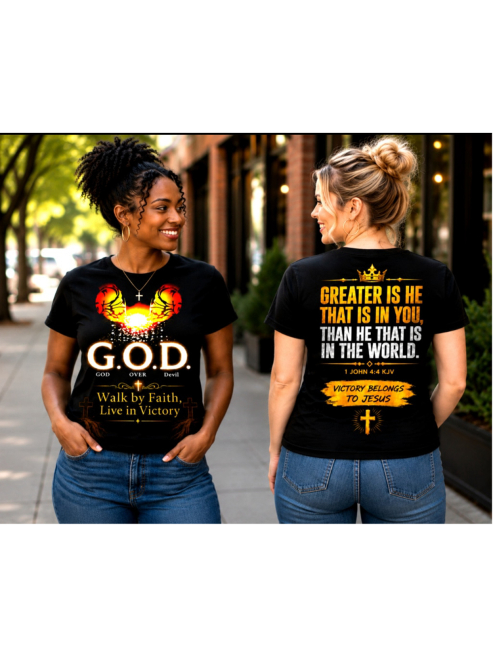 G.O.D. God Over Devil T-Shirt – Walk by Faith Live in Victory – KJV